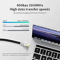 Vista 2 de CableGeeker Cat 8 Ethernet Cable 3FT 5 Pack Multi Color, 40Gbps 2000Mhz High Speed LAN Network Cable Gigabit Cat8 Patch Cables, Professional RJ45