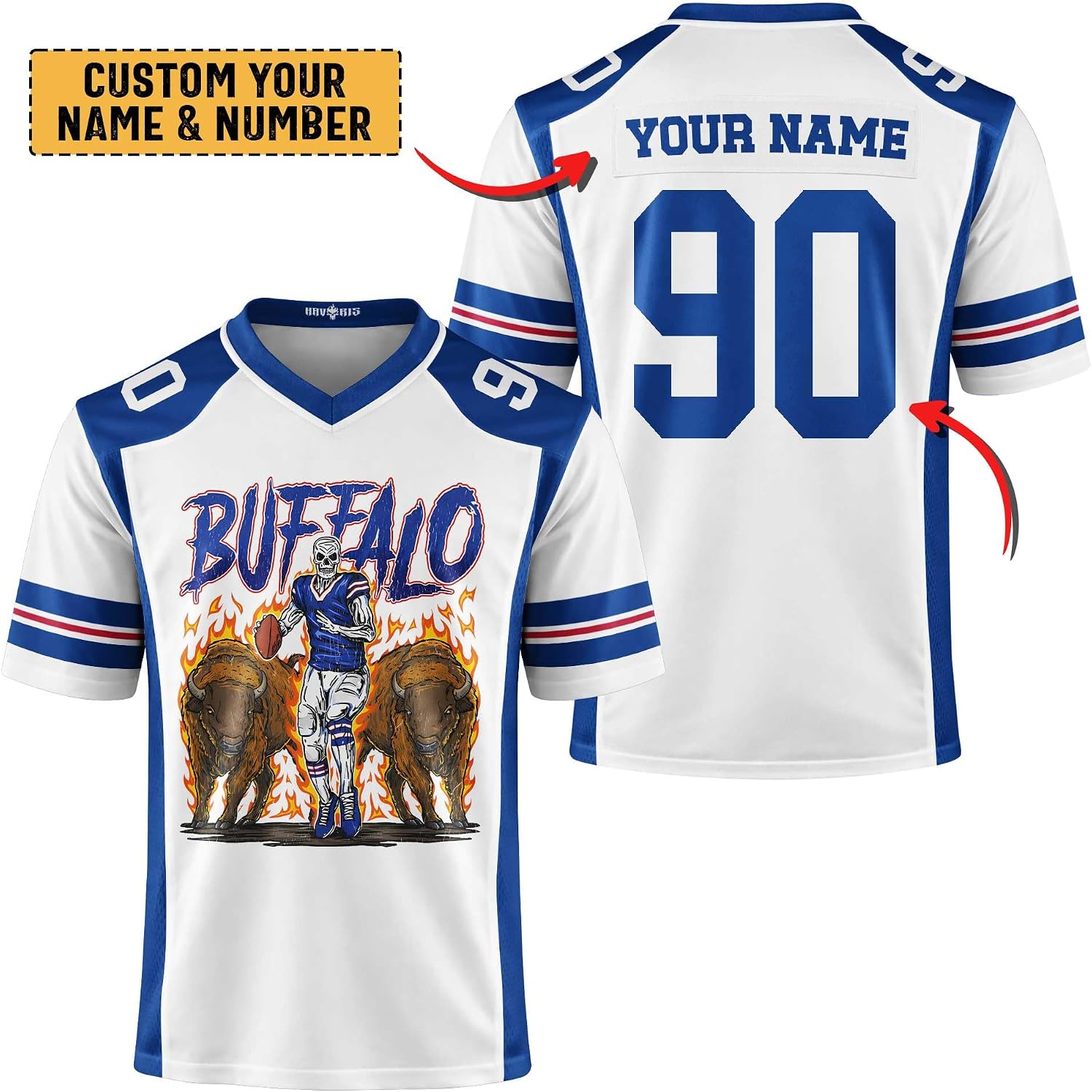 Custom Football Jersey Personalized Name Number Red Blue Game Day Fan Shirt for Men Women, Football Team Uniform Top
