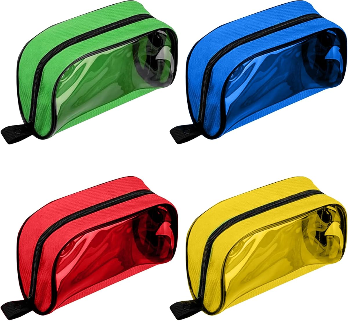 Color Coded First Aid Pouch 4-Pack with Transparent Window & Zipper | Empty First Aid Bags with Clear Window & Zipper, Ideal for Travel, Camping, Office, Car & Home.