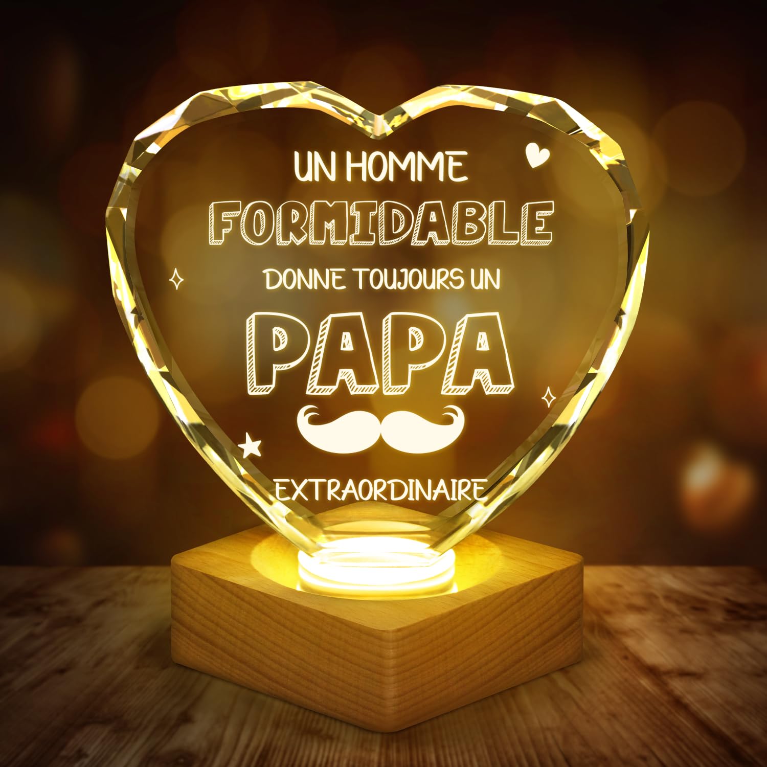 WAVEJOE3D Crystal Night Light Gift for Bosslady Birthday, Holiday, for Best Friend Sister Boys & Girls Women BFF Friendship Gifts (NO17-FRDAD)