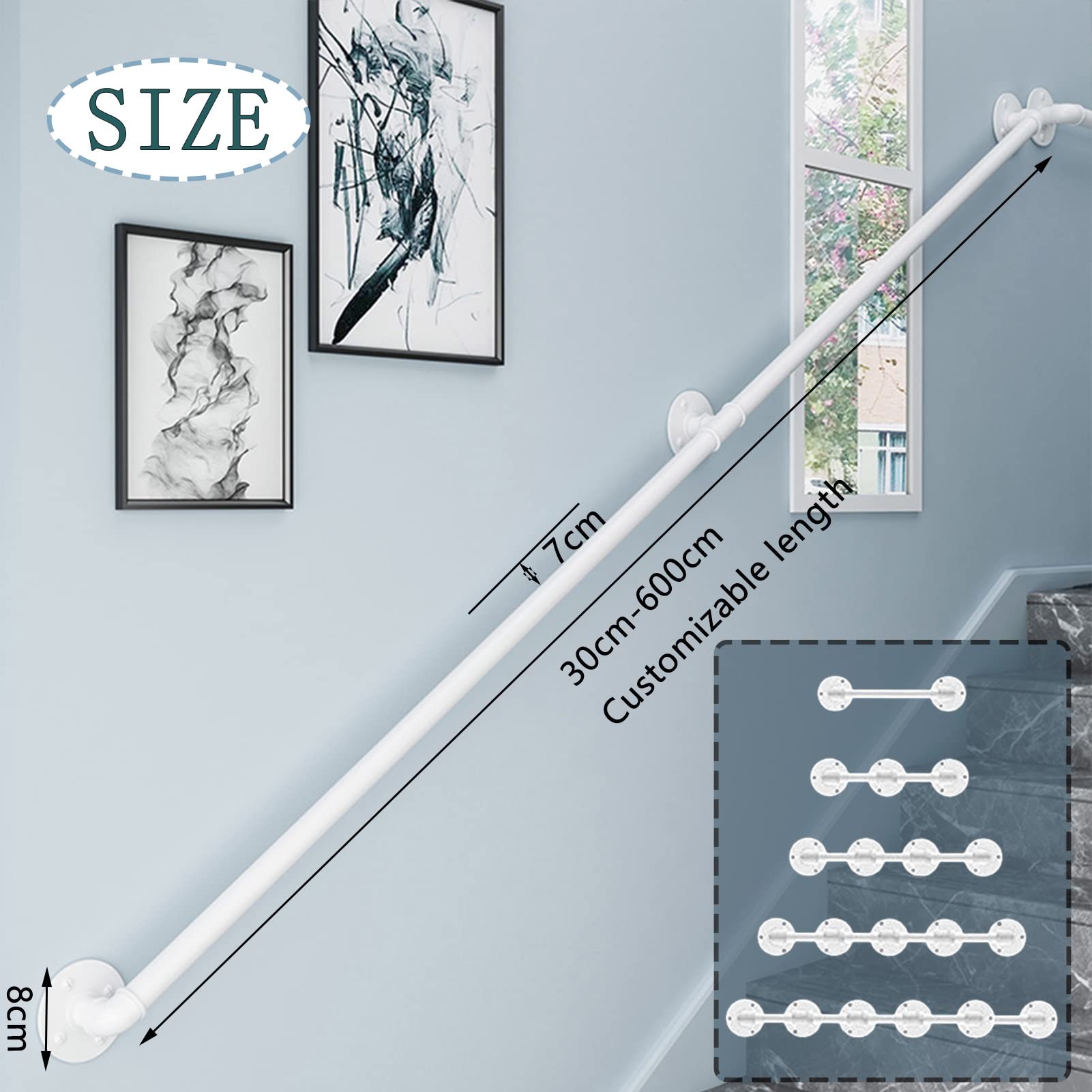 Wandmontiertes LED-Licht für Treppen, Clete-Set für Innen- und Außenbereich, Flure, Lofts & Stufen, 250 cm, hellweiße Beleuchtung