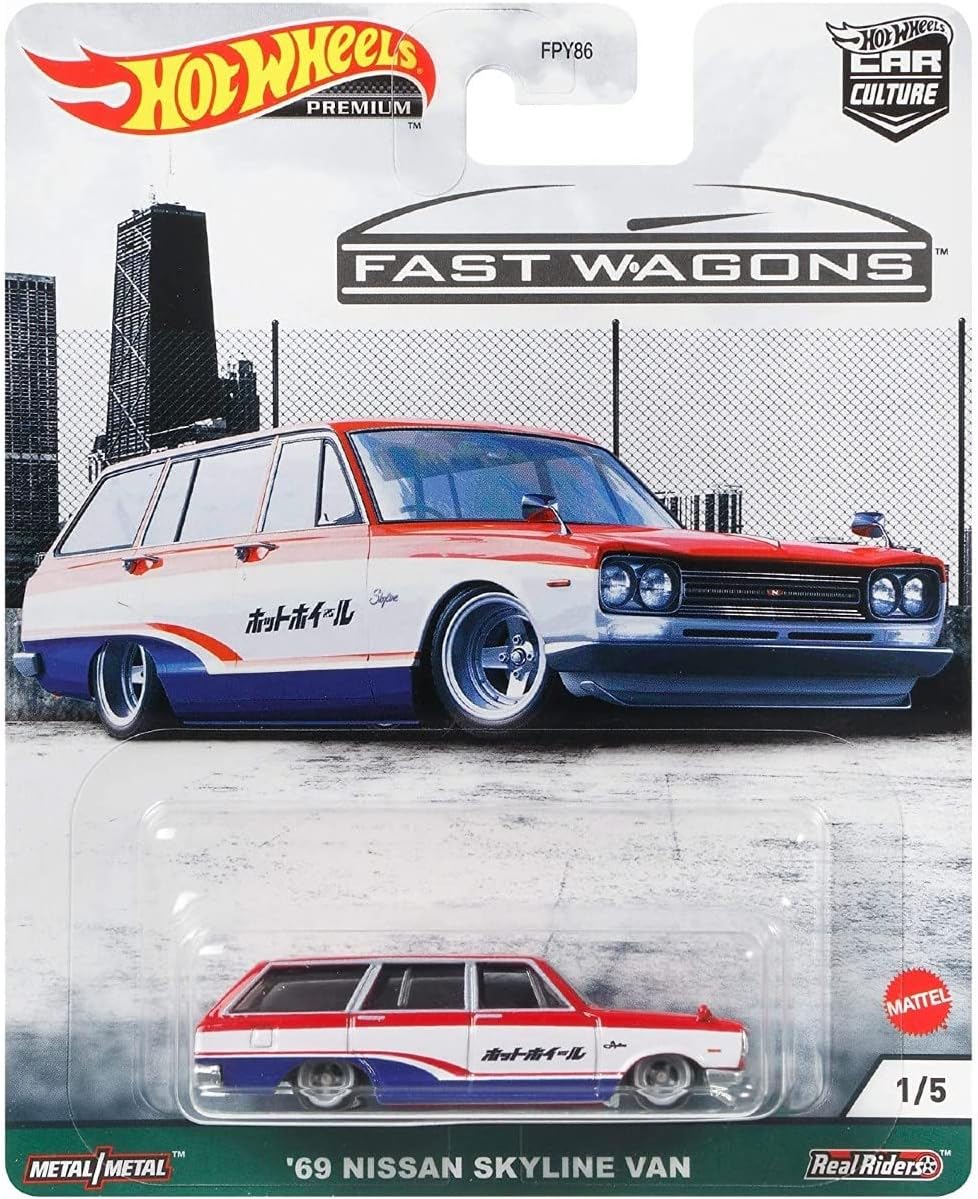 Hot Wheels Car Culture Circuit '69 Nissan Skyline Van for 3 Kids Years Old & Up, Premium Collection of Car Culture 1:64 Scale Vehicles