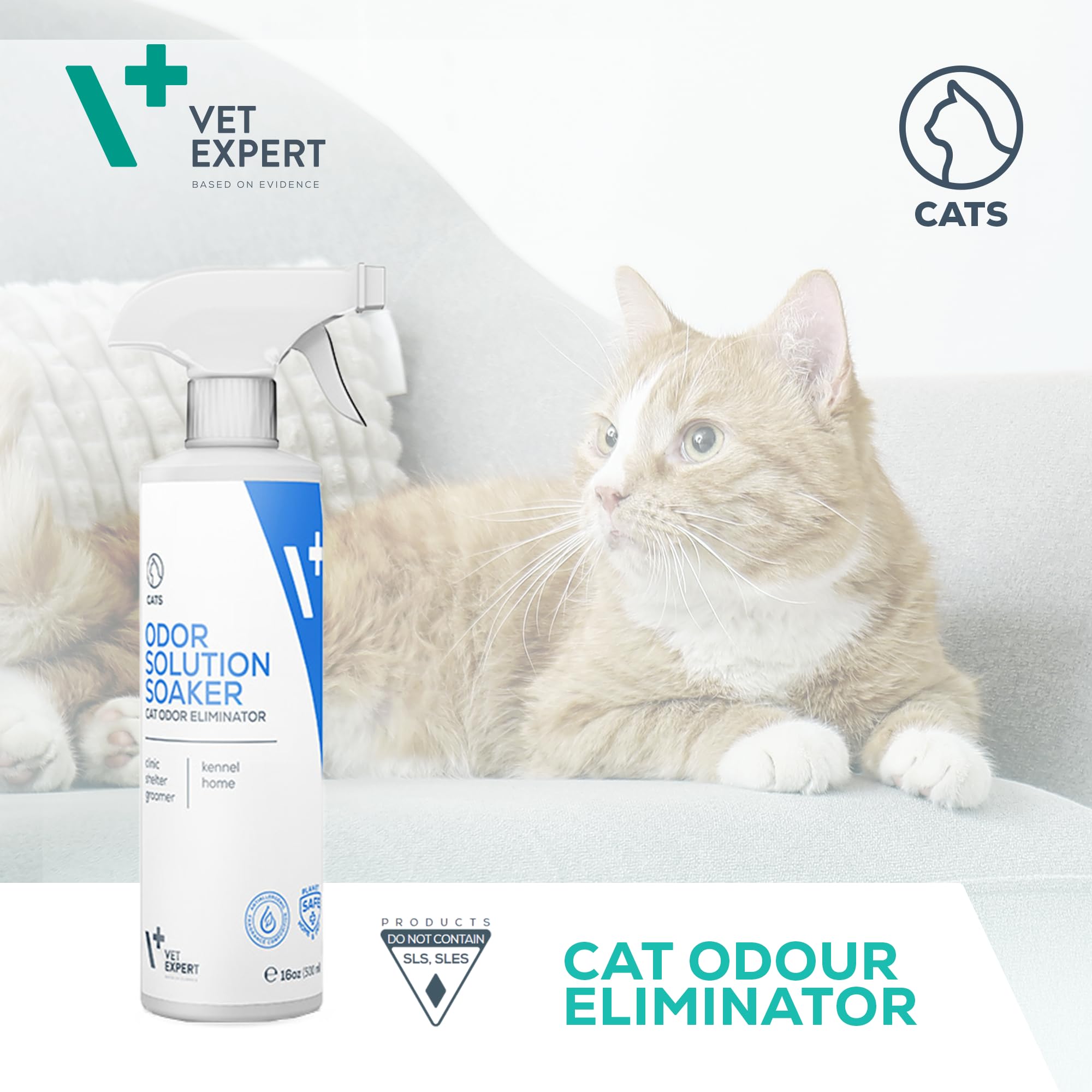 VET EXPERT ODOR SOLUTION SOAKER CAT ODOR ELIMINATOR + TRIGGER - neutralizator zapachów kotów 500 ml