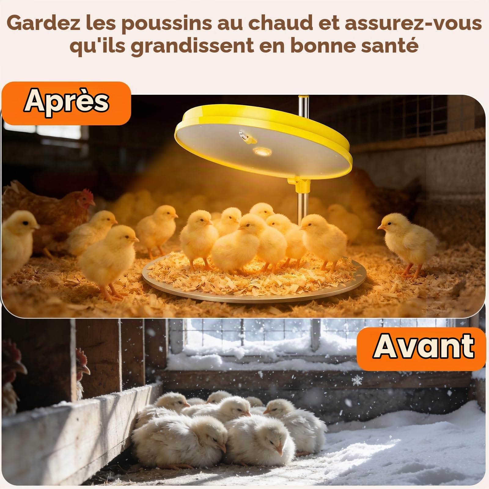 IVJ Plaque Chauffante Poussin avec Lumière LED, 45W Température Réglable Chauffage Poussin, Affichage Numérique Eleveuse Poussin