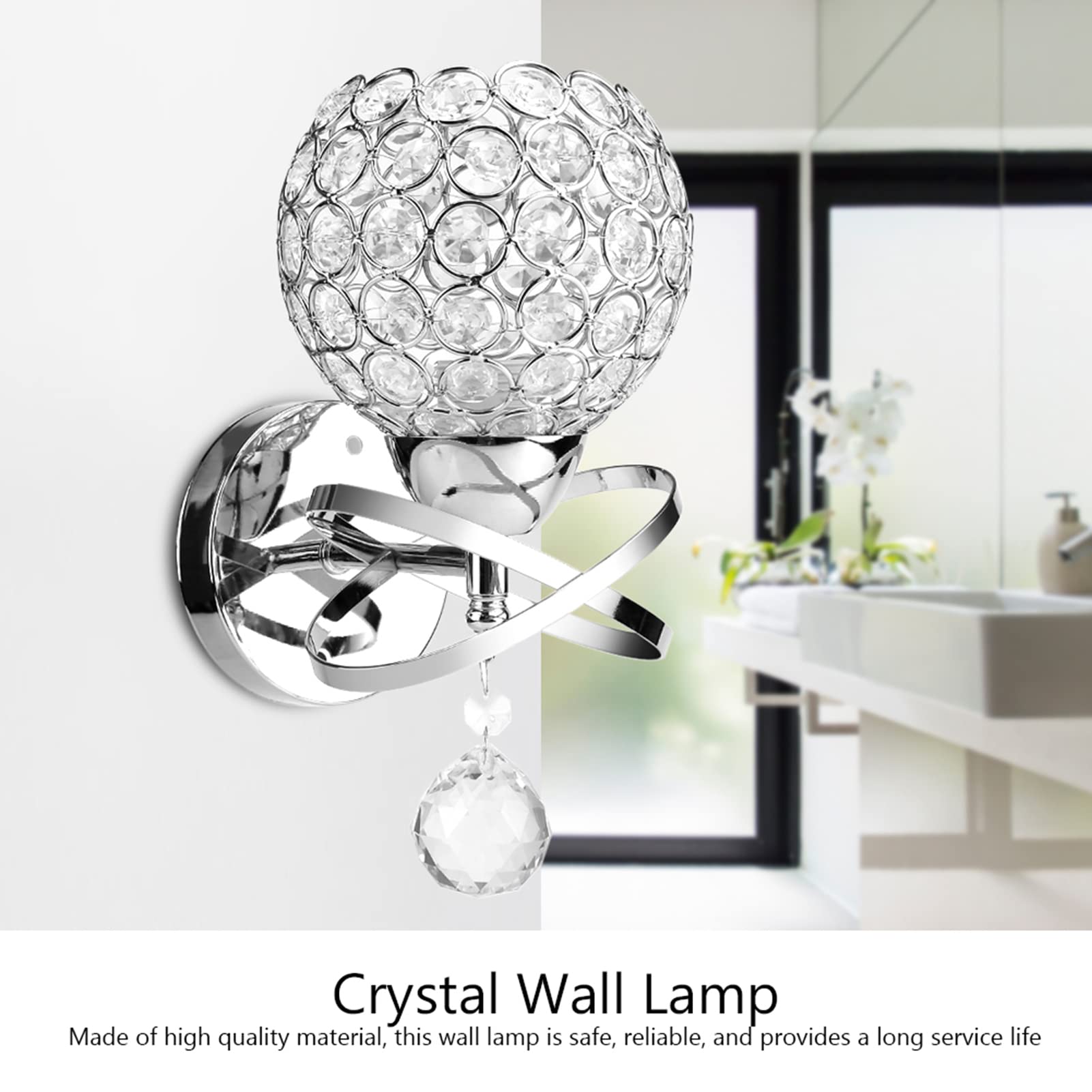 Yosoo LED E14/E27-Wandleuchte aus Kristall, moderne Wandleuchte, Kugelform, Kronleuchter, Deckenleuchte, Hängeleuchte