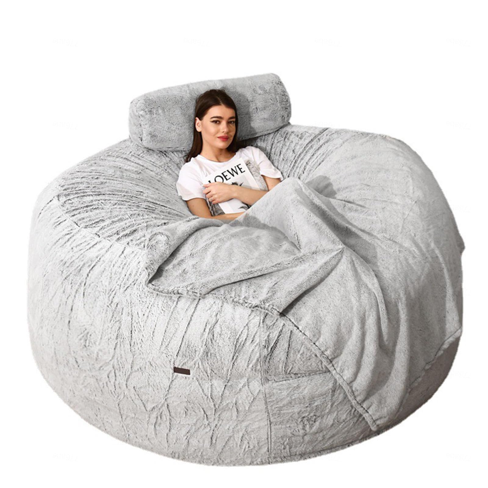 Kinzler Poltrona Sacco Gigante 140x180 Cm - Pouf Morbido In Poliestere Con Riempimento In Polistirolo, Rivestimento Interno In PVC Idrorepellente - Viola (Mora) - 5
