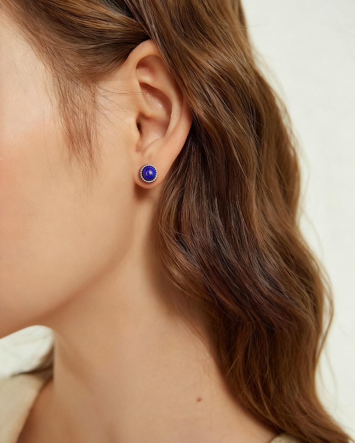 AIBAO Sterling Silver Turquoise/Lapis Lazuli/Malachite Stud Earrings for Women Men 7 mm Round or Cushion Cabochon Gemstone Earring Studs Western Boho Jewelry - Image 3