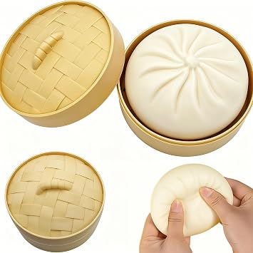 Dumpling Squishy- Squishy Mystery Dumpling, Realistic Bao Bun Fidget Toy, Soft Slow Rising Sensory Stress Ball, Squeeze Toys for Adults Teens Kids, Easter Basket Stuffers, Stocking Stuffers, 2PCS