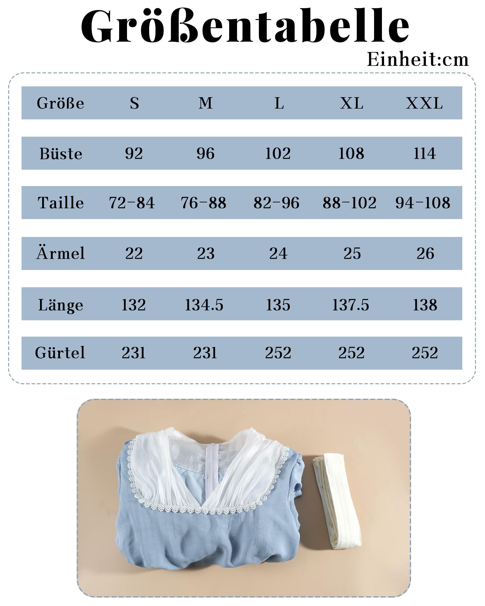 Regency Robe longue vintage pour femme avec manches bouffantes - Style empire - Robe d'été avec ceinture et broche de poitrine - Robe de bal cosplay avec gants