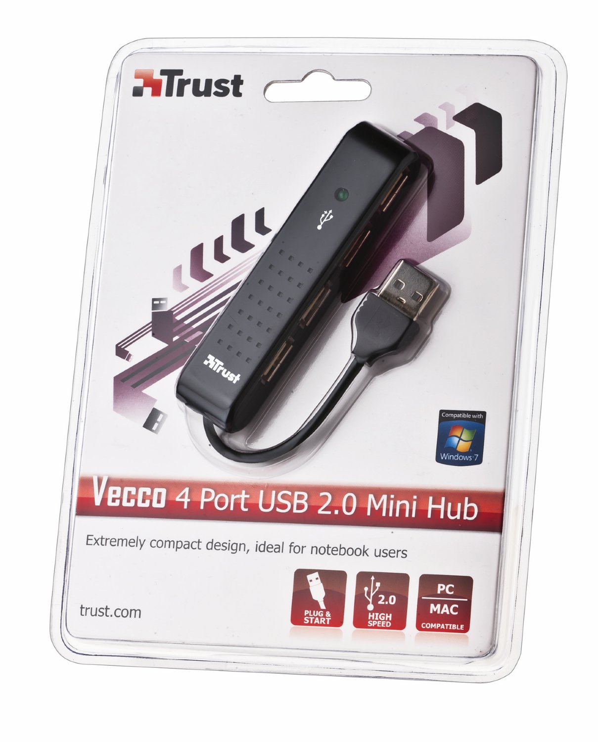 Trust 4 Port USB Hub in white UK
