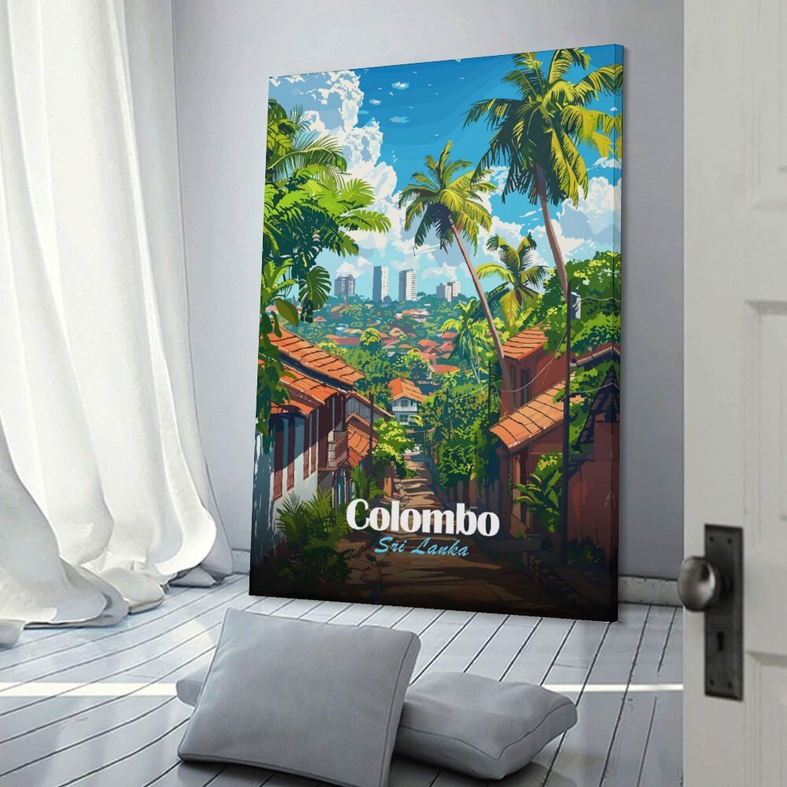 Junmoney Colombo, Sri Lanka Travel Room Decor Wall Art, 20x30inch(50x75cm), for Living Room, Lounge Or Sitting Room, A Home Accent with Warm Character