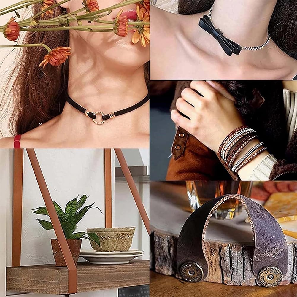 GORGECRAFT 11Yds 3mm Flat Genuine Leather Cord String 2mm Thick Natural - View #2