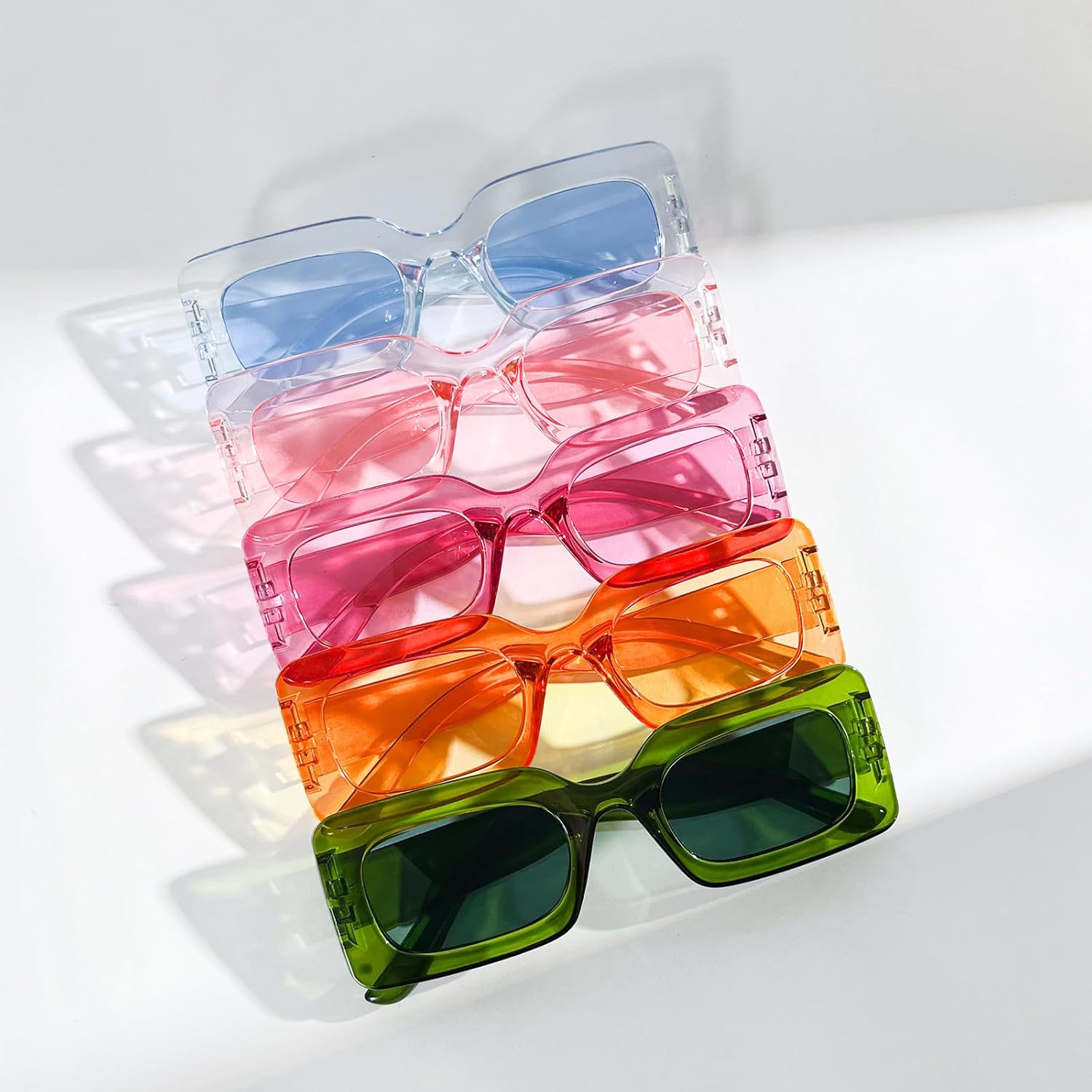 10/20 Pack Retro Narrow/Chunky Rectangle Sunglasses for Women Men 90s Trendy Aesthetic Y2K Square Party Glasses - Image 5