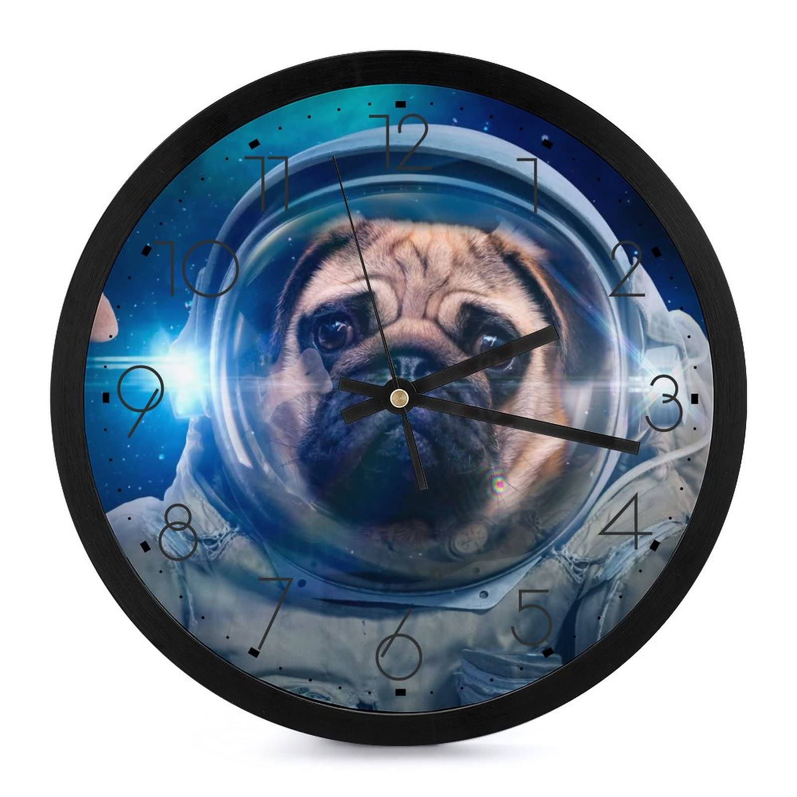 Chien carlin de l'espace pendule murale moderne et silencieuse pour maison et bureau