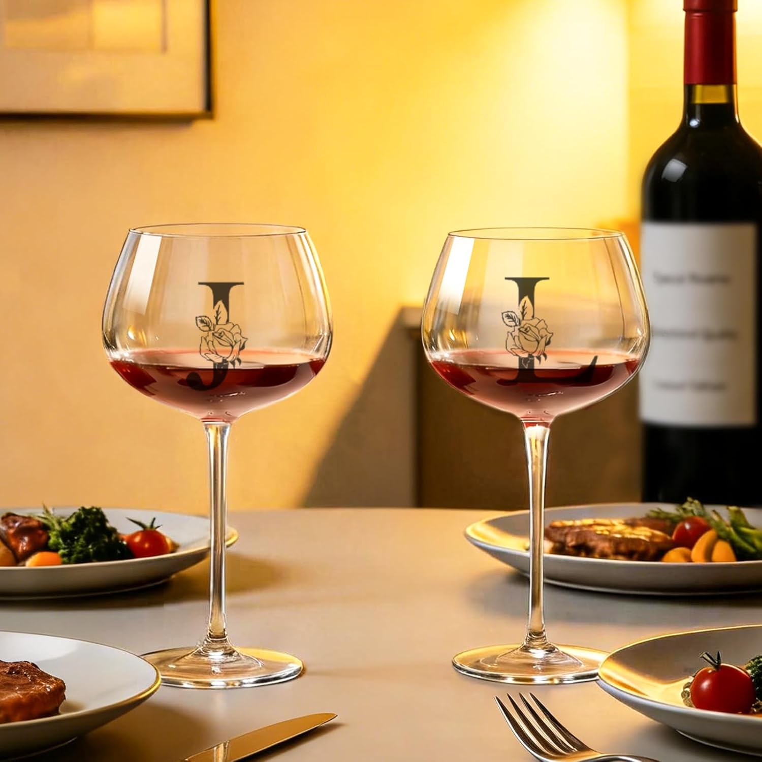 Personalized Wine Glass-Engraved Monogrammed A-Z Customized Wine Glass Birthday Gifts for Women, Unique Mothers Day, Anniversary, Christmas Gift for Her, Mom, Friend, Wife, Sister (L, 14 oz) - Image 6