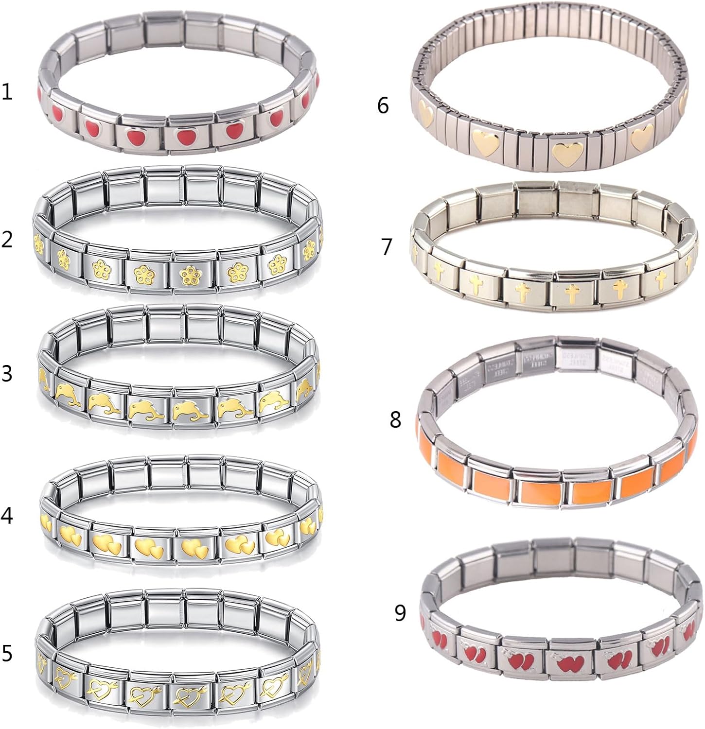 Charm Bracelet, Fashion Stainless Steel Bracelet Italian Charm Women Jewelry Elastic Stretch - Image 3