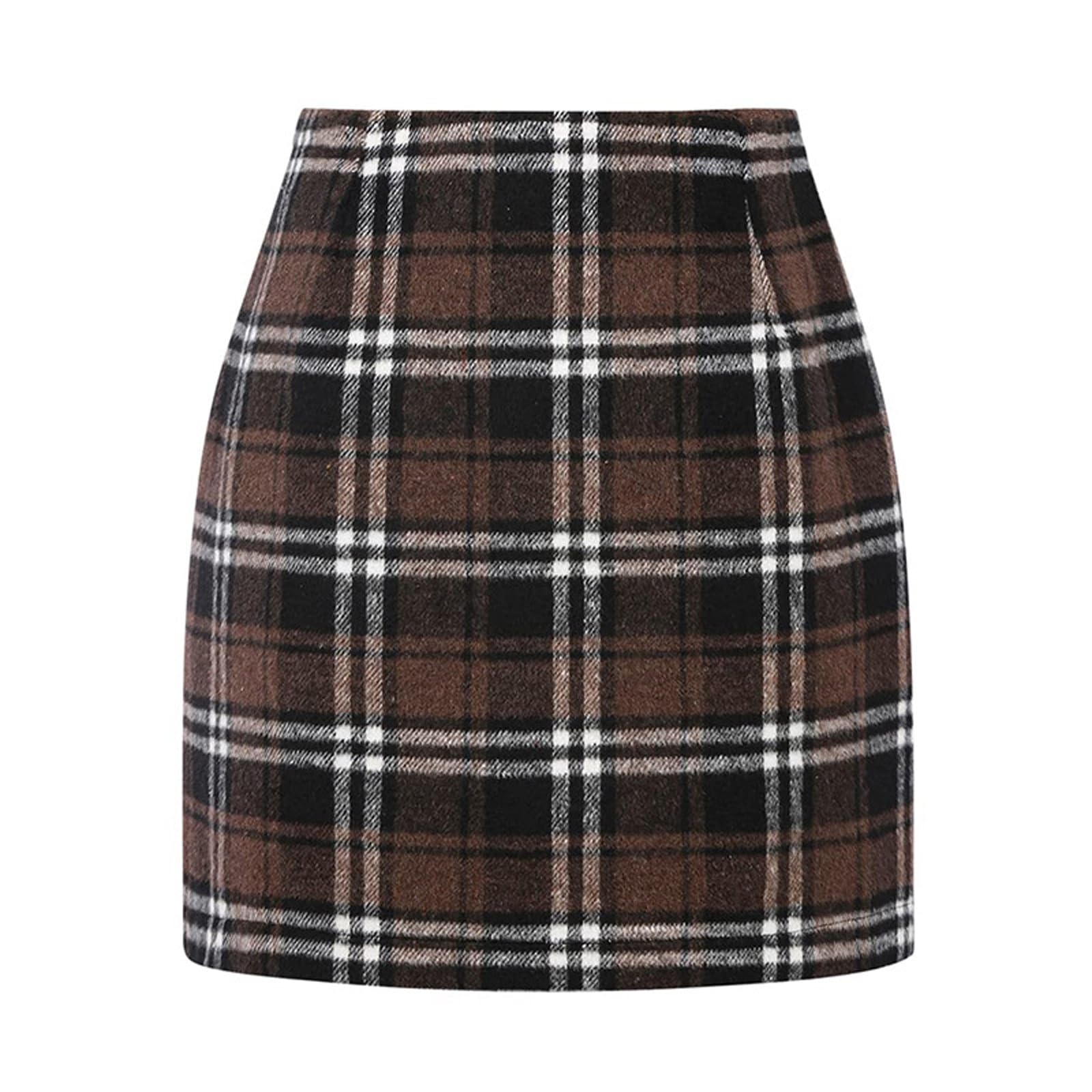 Plaid Skirts for Women Vintage Elegant High Waisted Mini Skirt Aesthetic Comfy Bodycon Stretch Short Pencil Skirt