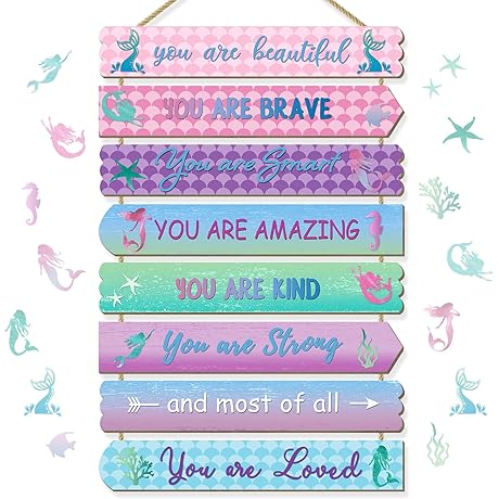 Mermaid Room Decorations for Girls, Kids Room Decor, Inspirational Wall Decor, Little...