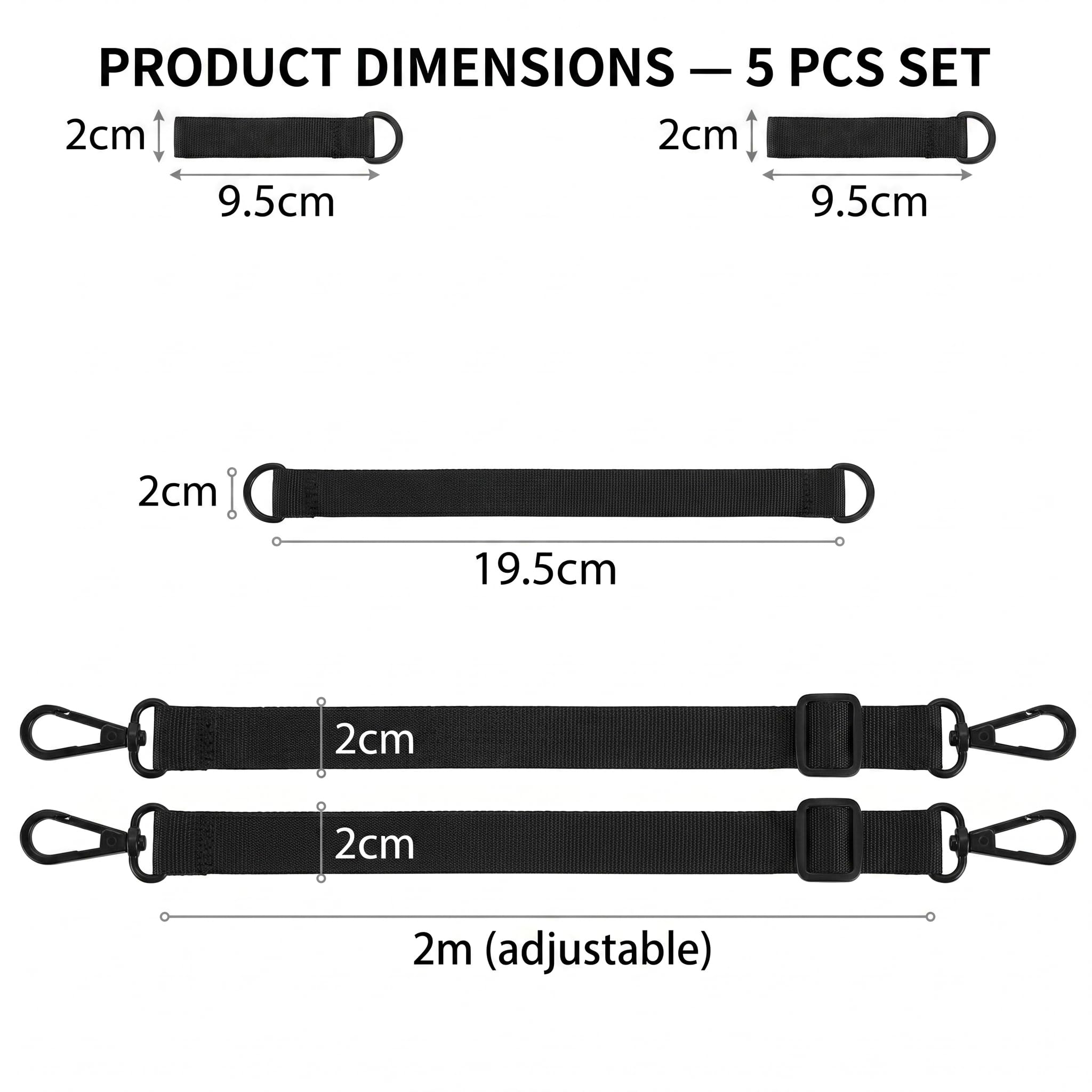 Kit di 5 cinghie antivento per ombrello, corda di fissaggio regolabile in poliestere con fibbia per esterni, patio, ombrellone, anti-oscillazione, per dispositivo stabilizzatore, nero