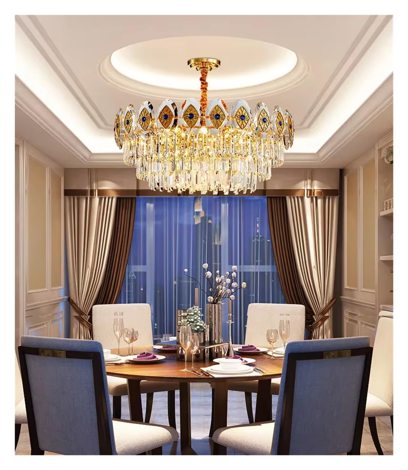 MESOVFCA LED Round Chandelier Lighting for Living Room Dining Room Crystal Lamp Luxury Ceiling Chandeliers Home Light Fixtures,for Various Spaces