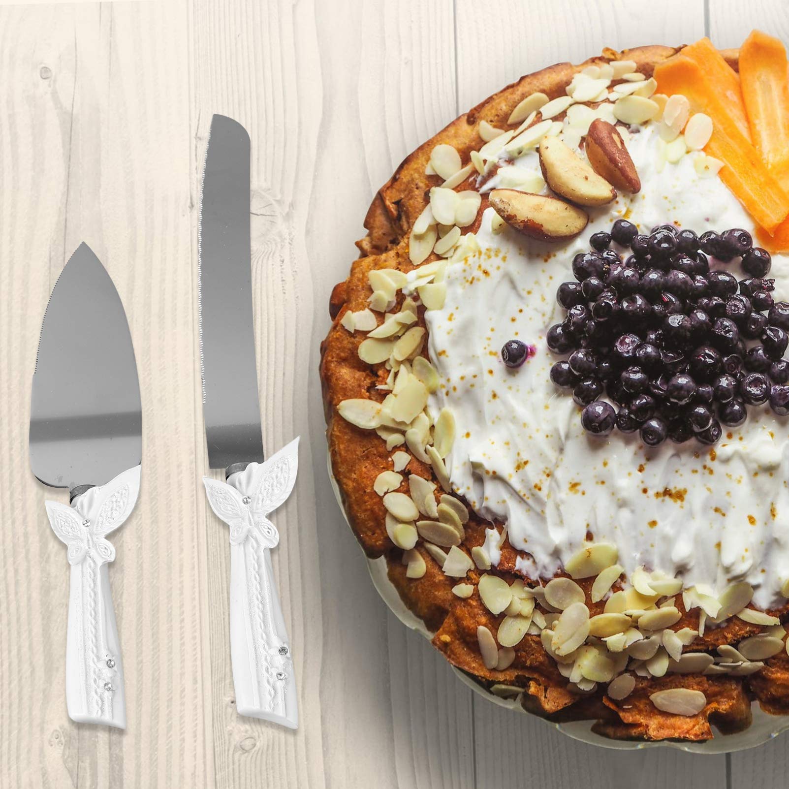SOIMISS 2pièces Serveur à Gâteau De Mariage Acier Avec Manche Résine Décoré De Pour Mariage Fête