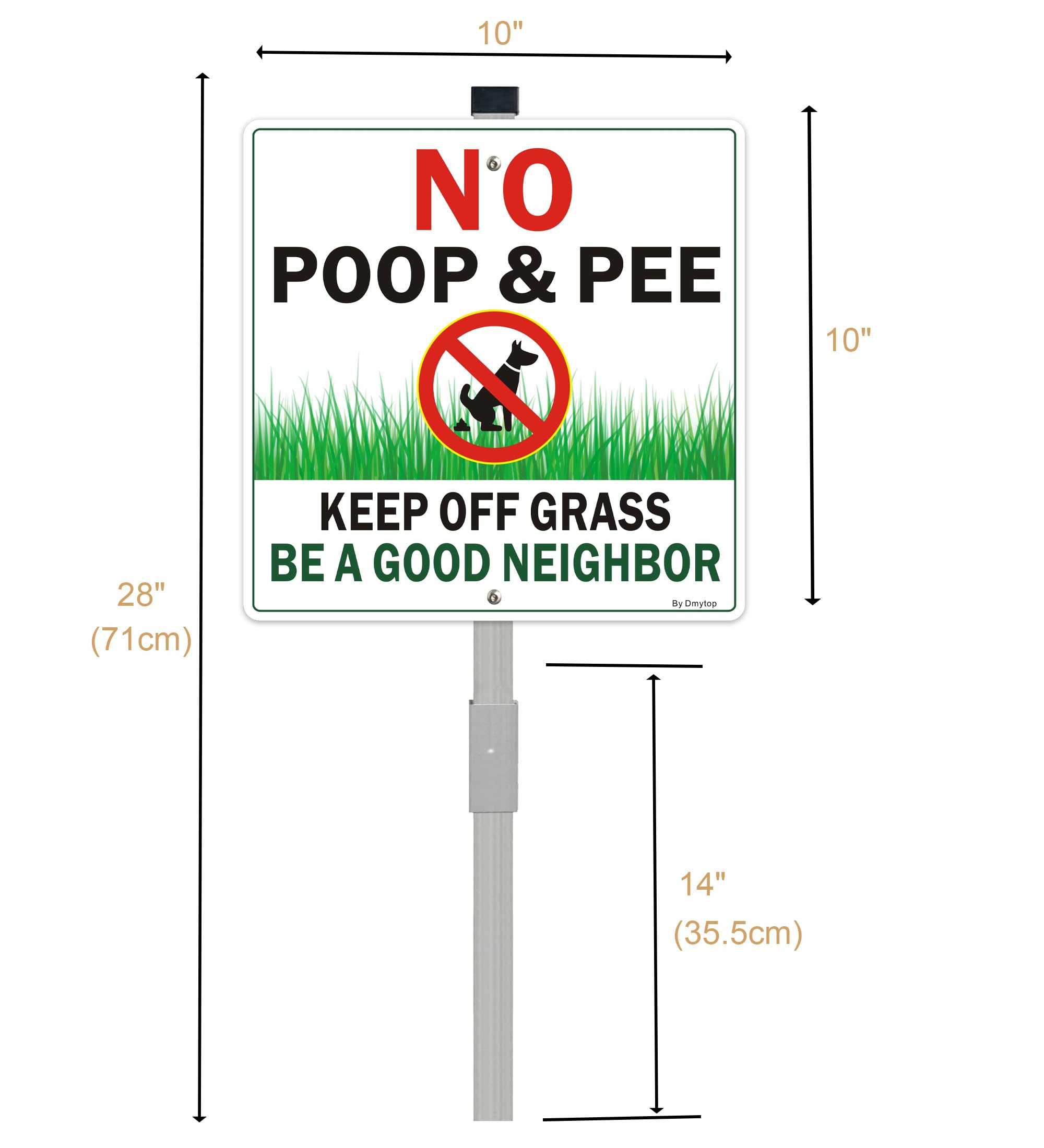 Hinweisschild 'No Pooping Dog' – Gelb, 20x30 Cm, Wetterfestes Aluminium Mit Pfahl