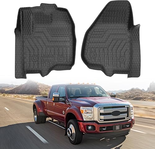 Mixsuper Alfombrillas delanteras compatibles con Ford F-250F-350F-450F-550 2012-2016, súper resistentes con pedal lateral del conductor elevado,