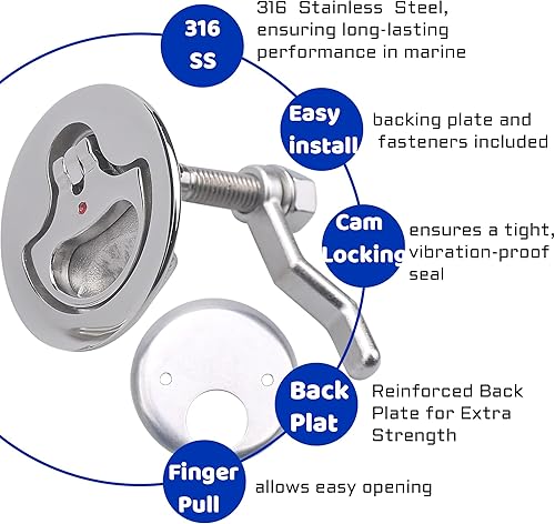 Miniatura 2 de MX Boat Cam Latch,Marine Hatch Latch Flush Pull Handle Latch Stainless Steel WFasteners