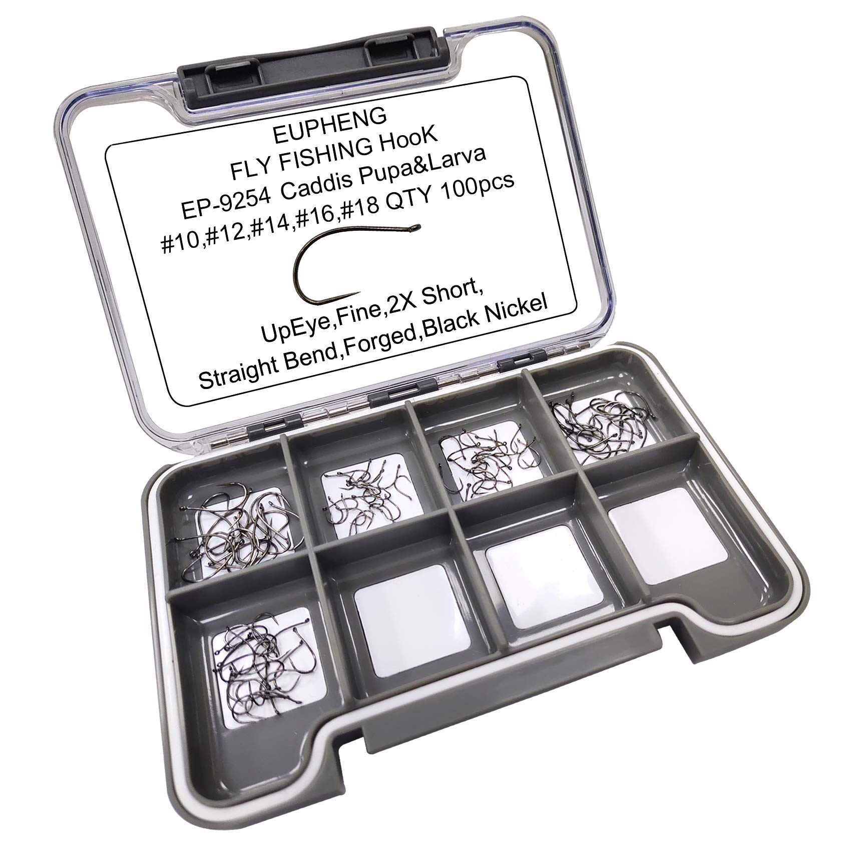 Eupheng Prime Assortment Barbless Fly Fishing Hooks Dry Wet Nymph Streamer Caddis Shrimp Pupea Jig Collection High Carbon Competition Great Value