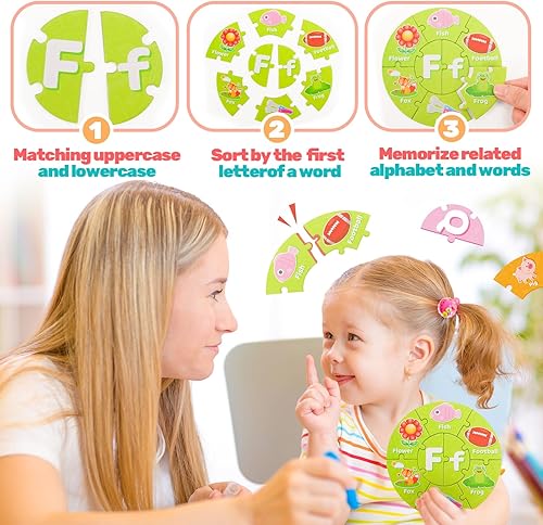 Miniatura 4 de ABC - Rompecabezas educativo del alfabeto y números para niños pequeños, juguetes Montessori, juego de palabras a la vista, actividades de