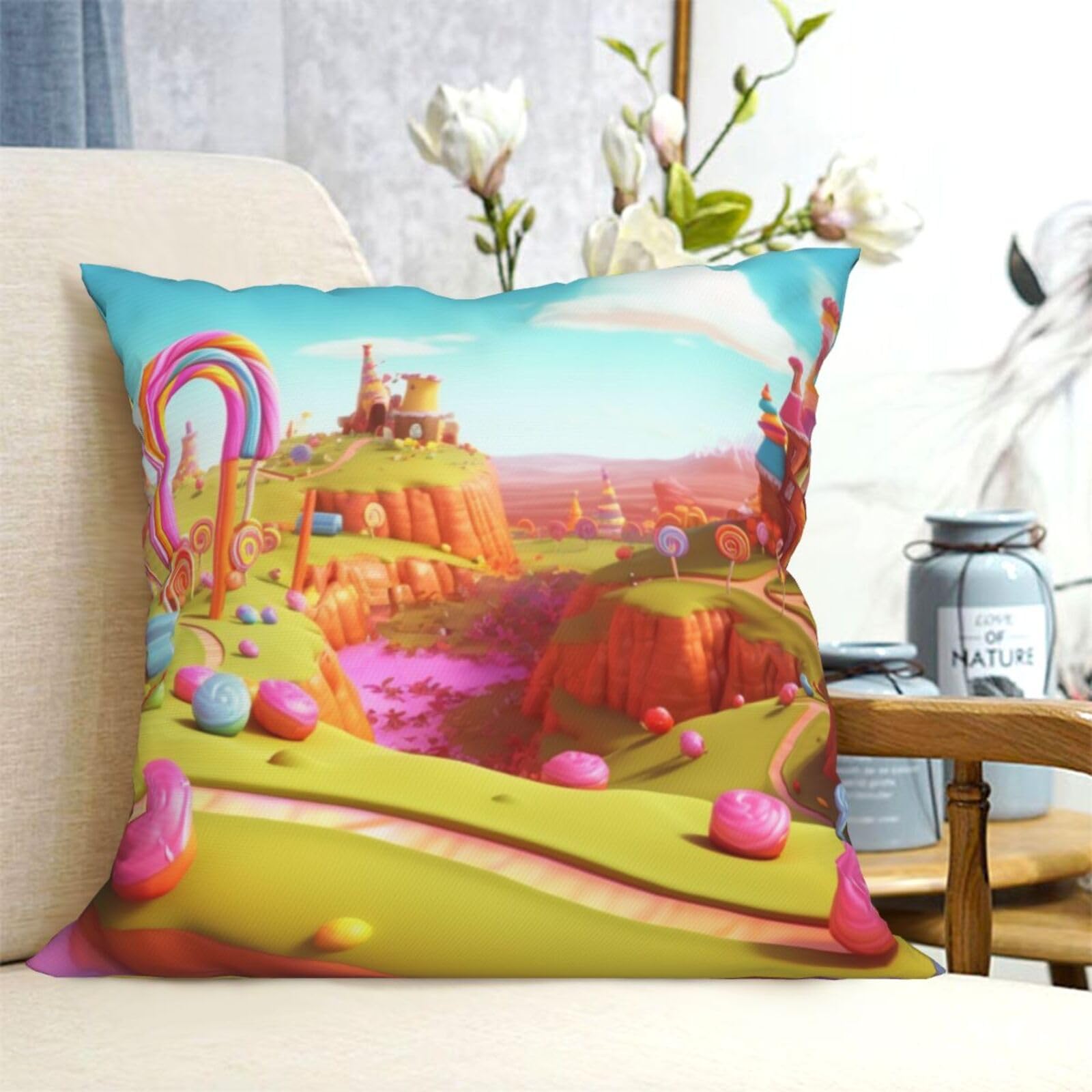 Fodpand Black Decorative Throw Pillow Covers 18"X18" Candy Cushion Cases Square Modern Farmhouse Pillow Cases Soft Cozy Cushion Covers For Couch Sofa Bedroom Home Decor Pillowcase