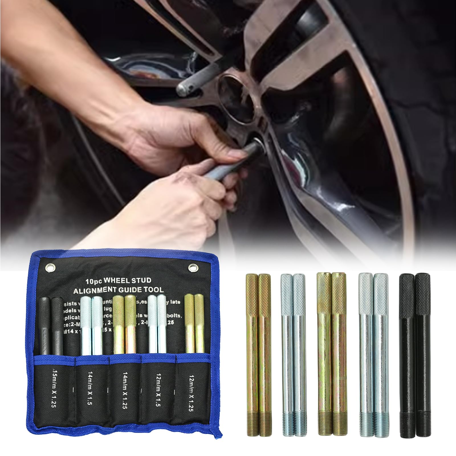 10 PCS Ayuda Para El Montaje Neumáticos, Juego Ayuda Para El Montaje Ruedas Ayuda Para El Montaje Neumáticos Coche Herramientas Para Reparar Neumáticos 2 PCS M15x1,25/M12x1,5/M12x1,25/M14x1,5/M14x1,25