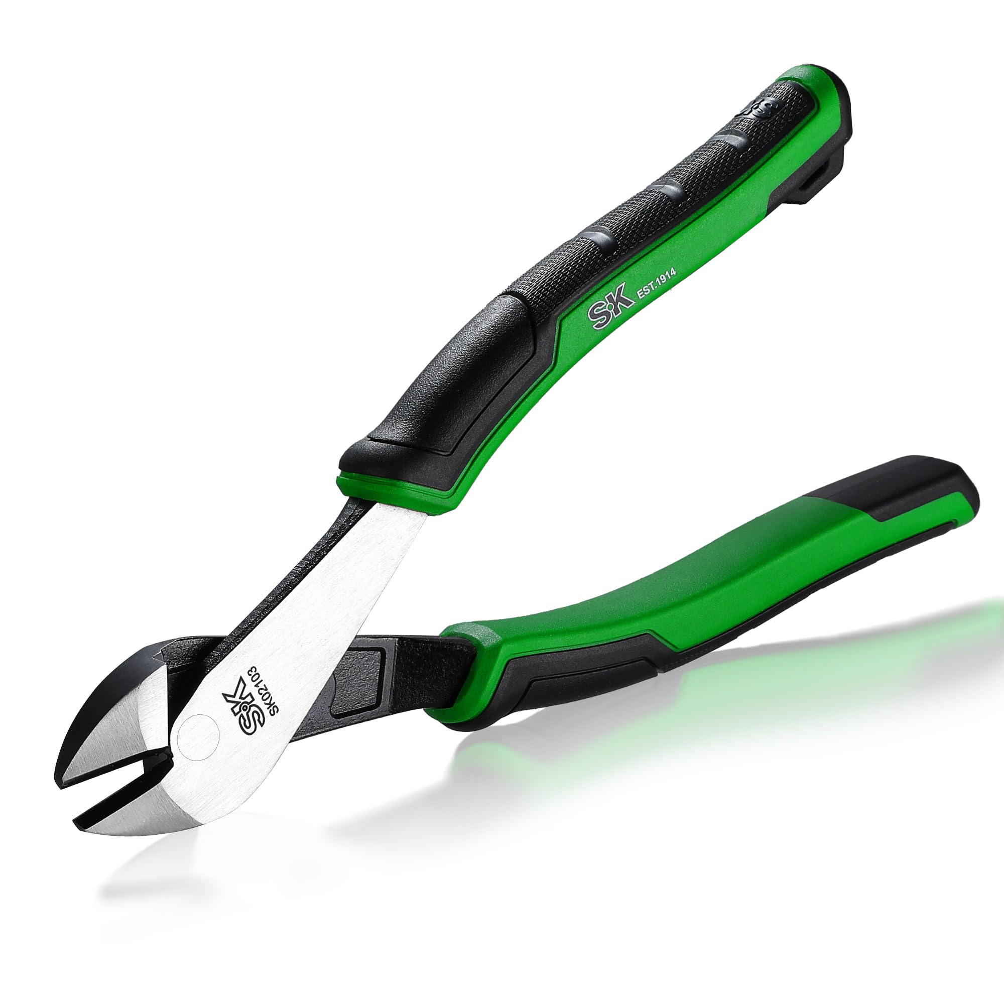 SK 8-Inch Diagonal Pliers, Heavy Duty Side Cutters, High Carbon Steel, Ergonomic Anti-slip Handle for Comfortable Grip