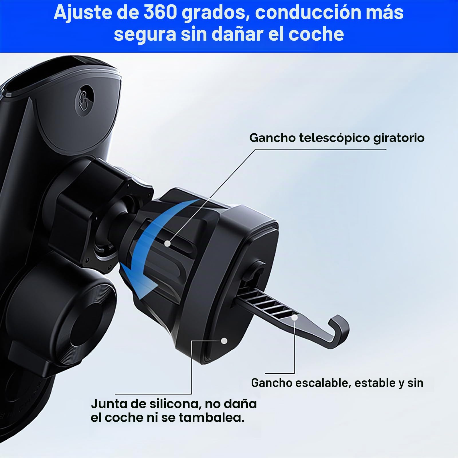 Soporte inalámbrico para teléfono de coche, cargador inalámbrico de 15 W, carga rápida, soporte de cargador de coche con sujeción automática, soporte de succión, salpicadero, ventilación de