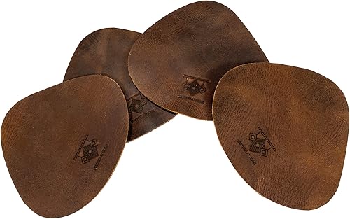 Miniatura 4 de Juego de 4 manteles individuales rústicos con posavasos hechos a mano de cuero de grano completo, decorativos, tapetes de mesa de cocina, esenciales