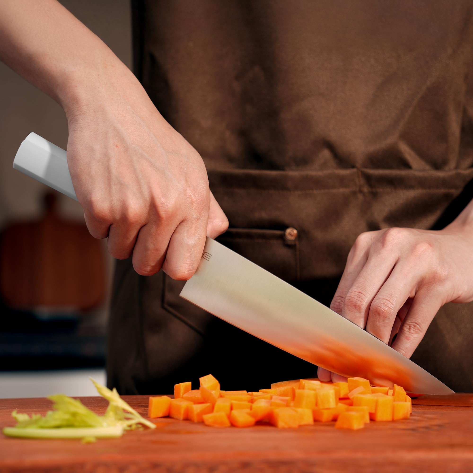 8 Inch Chef Knife, Kitchen Knife with AR-RPM9 Steel & Ergonomic ABS Handle — Amazon image 6