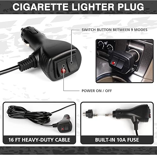 Miniatura 5 de 2 luces de baliza para camiones, luz estroboscópica LED, 12 V-24 V, ámbar, 36 luces LED intermitentes de seguridad con magnético y cable recto de 16