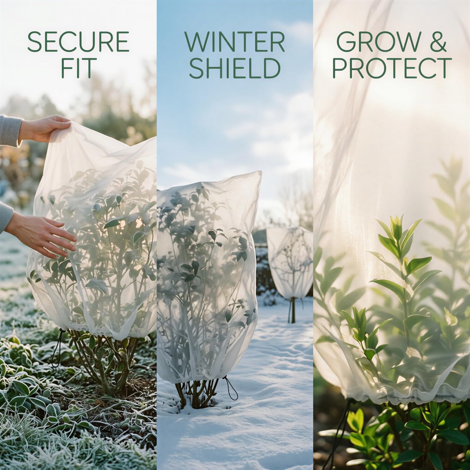 Pflanzenschutzhaube gegen Frost, 6,5 x 8 ft extra große Frostabdeckung mit Kordelzug und Schnallen, verdickte Vlies Frostdecke für Pflanzen, Sträucher, Bäume, Wintergartenschutz, Weiß