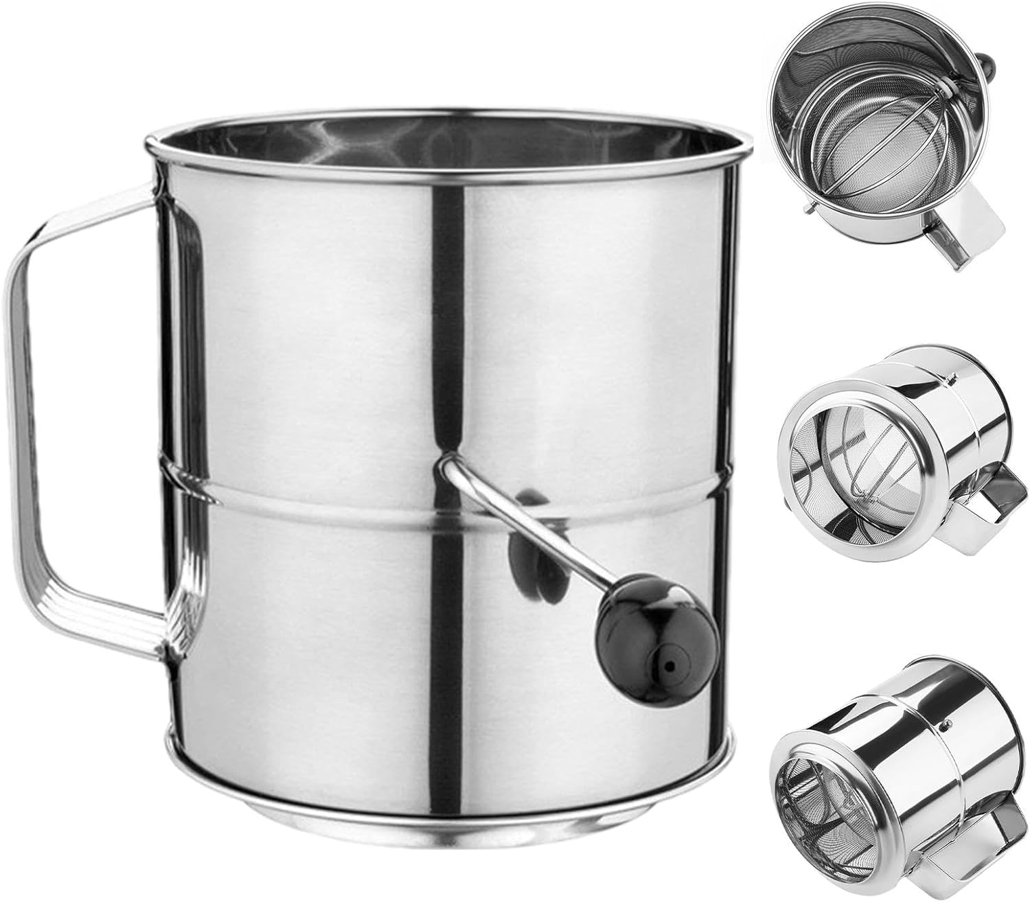 Flour Sifter - Stainless Steel,Hand Sieve,Handheld Cup for Powdered Sugar,Bread Baking