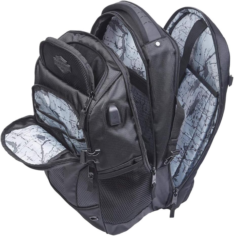 Harley-Davidson Renegade II Hi-Tech External USB Port Backpack - Solid Black