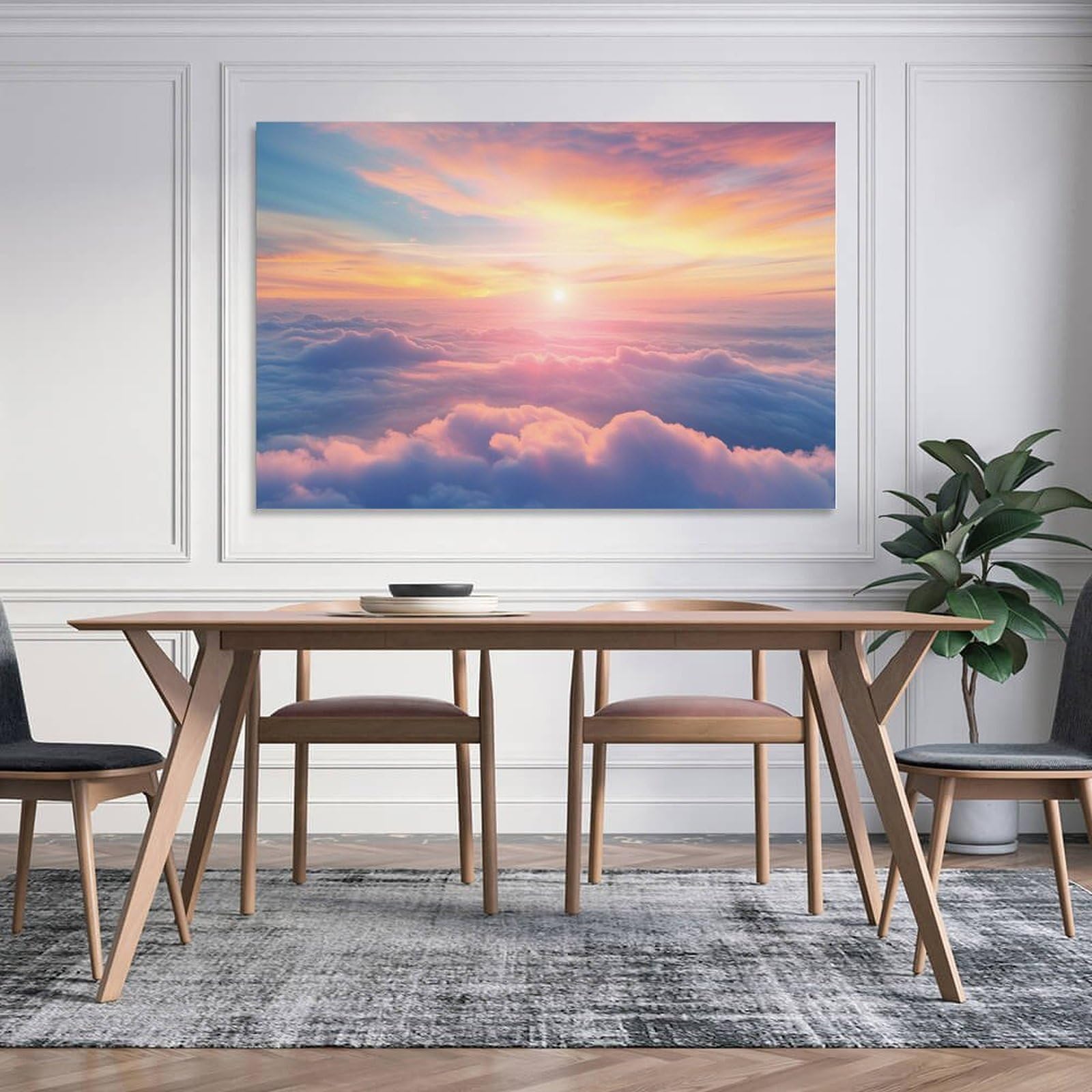 Amazon.co.jp: 絵画 雲の間から夕日を眺める アートパネル ポスター
