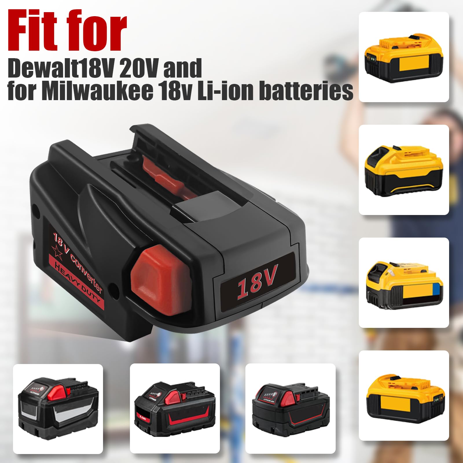 Produktbild von Batterie Konverter Akku Adapter Mit Schalter Für Milwaukee 18 V