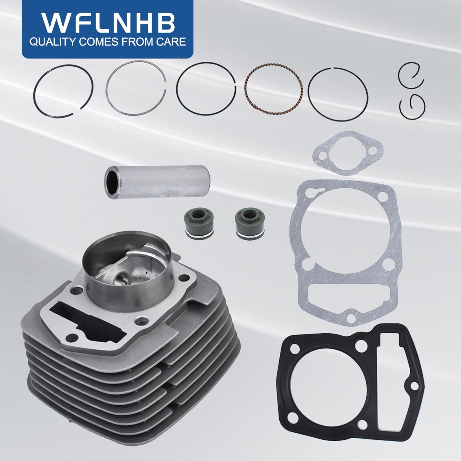 WFLNHB Cylinder Kit 223CM3 Piston 65.5mm Rings Gaskets Replacement for Honda ATC200 ARC 250cc