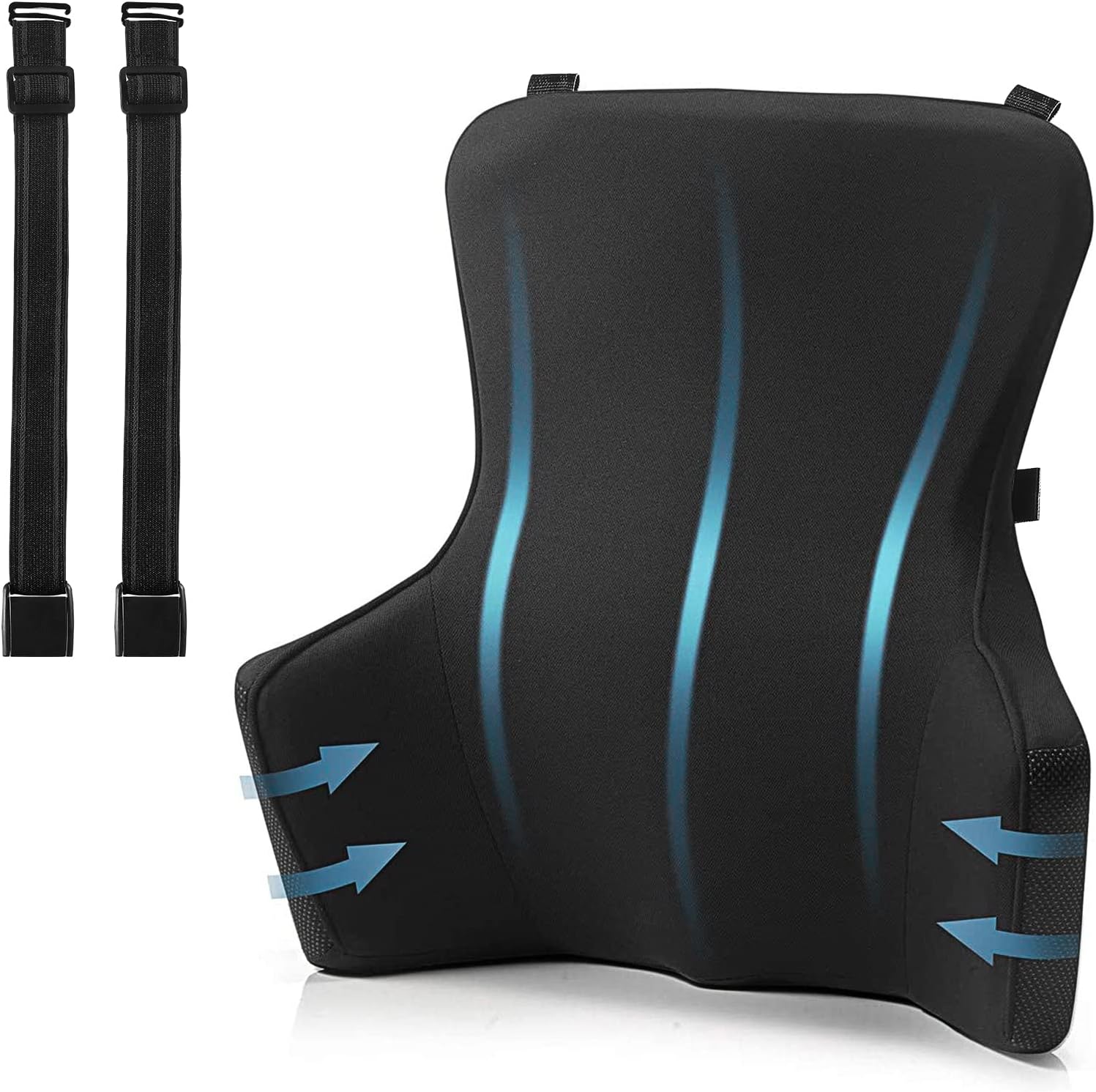 Back Support Pillow for Chair – Lumbar Support Pillow for Office Chair Back Support for Car, Memory Foam Lumbar Pillow with Adjustable Straps for Lower Back Pain Relief & Sitting Posture Improve