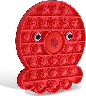 Push Pop Bubble Fidget Sensory Toy - Fidget Toys for Adults and Kids,Educational Toys for Kids 5-7,Popper Fidget Toy for Autism Anxiety Relief (Octopus Red)