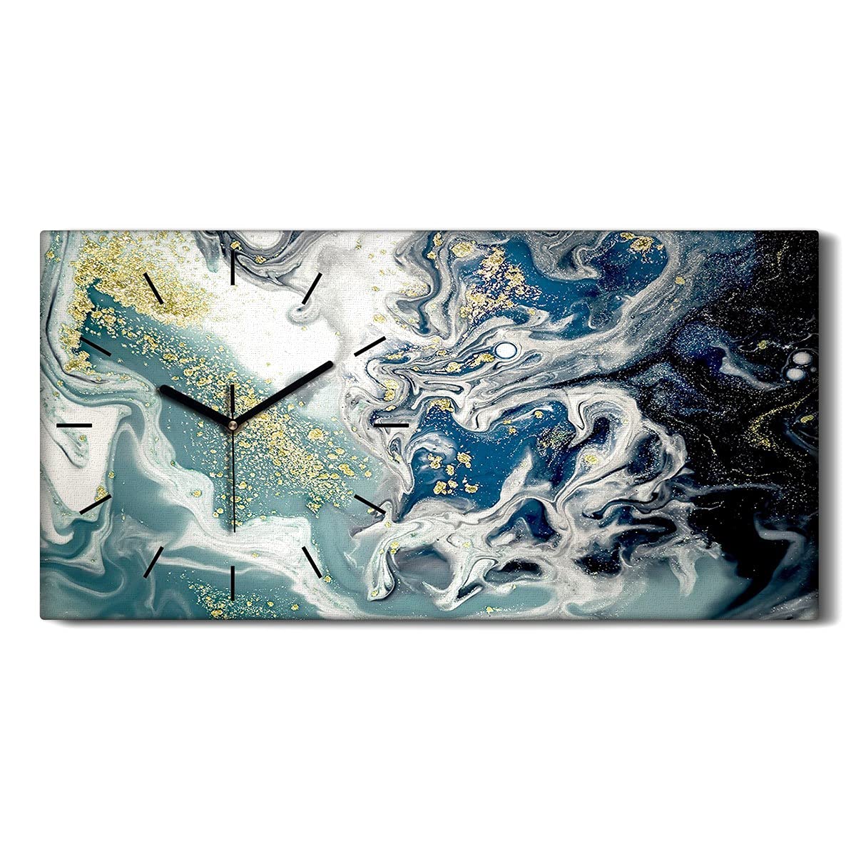 Horloge sur Toile Mains Noires - Tableau Argent Abstrait Silencieux