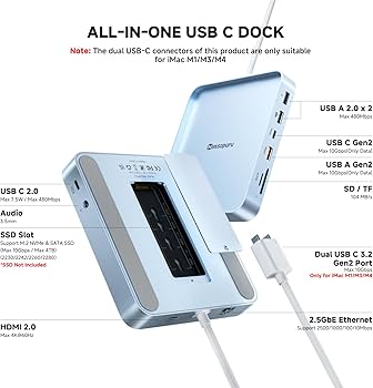 新品 Minisopuru USB-C Dock iMac24用 シルバー Amazon.com: USB C Hub for iMac 24 inch 2021/2023/2024, Minisopuru