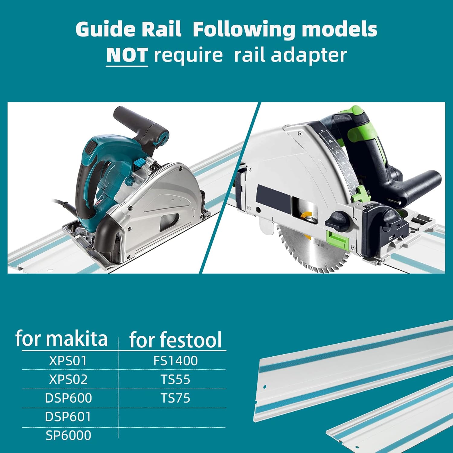 194368-5 110"Track saw Guide Rail for Makita.Includes 2 * 55" for Makita Guide Rail,2 Rail Connectors and Guide Rails Strip Bar. Makita Track Saw Can't Dance on Guide Rail. (110in guide rail)