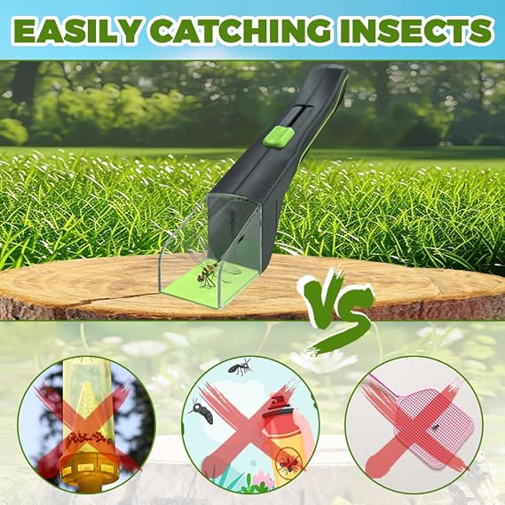 Insect Catching Tool, 2Pcs Bug Catcher Handheld, Portable Fly Spider Catcher, Insect Bug Catcher with Clear Window, Humanized Insect Trap for Children to catch-observe-release