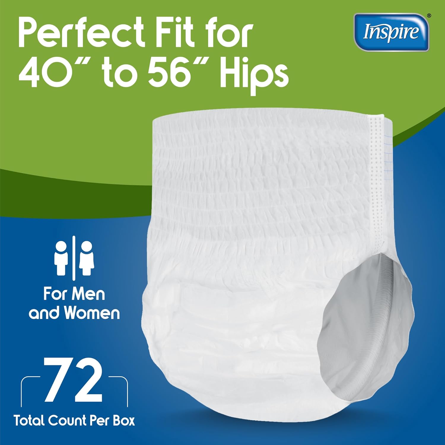 Inspire Protective Underwear for Men and Women | Adult Diapers for Bowel Incontinence | Disposable Underwear for Women and Men - 4 Bags of 18 | 72 Total (Large) - Image 2